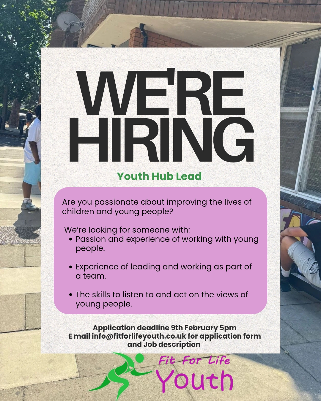Poster advertising a youth hub lead role